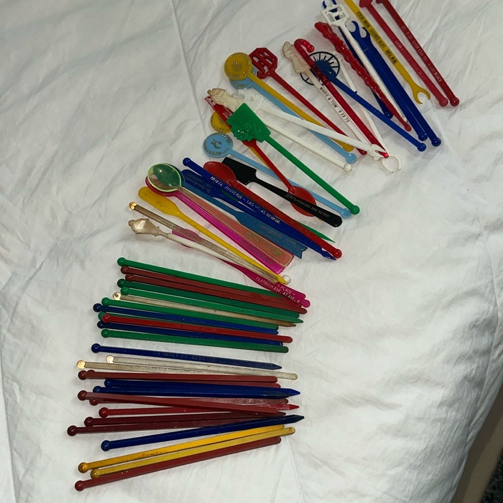 Vintage Swizzle Sticks/Drink Stirrers LOT OF 62 PIECES Casinos Bars Resort